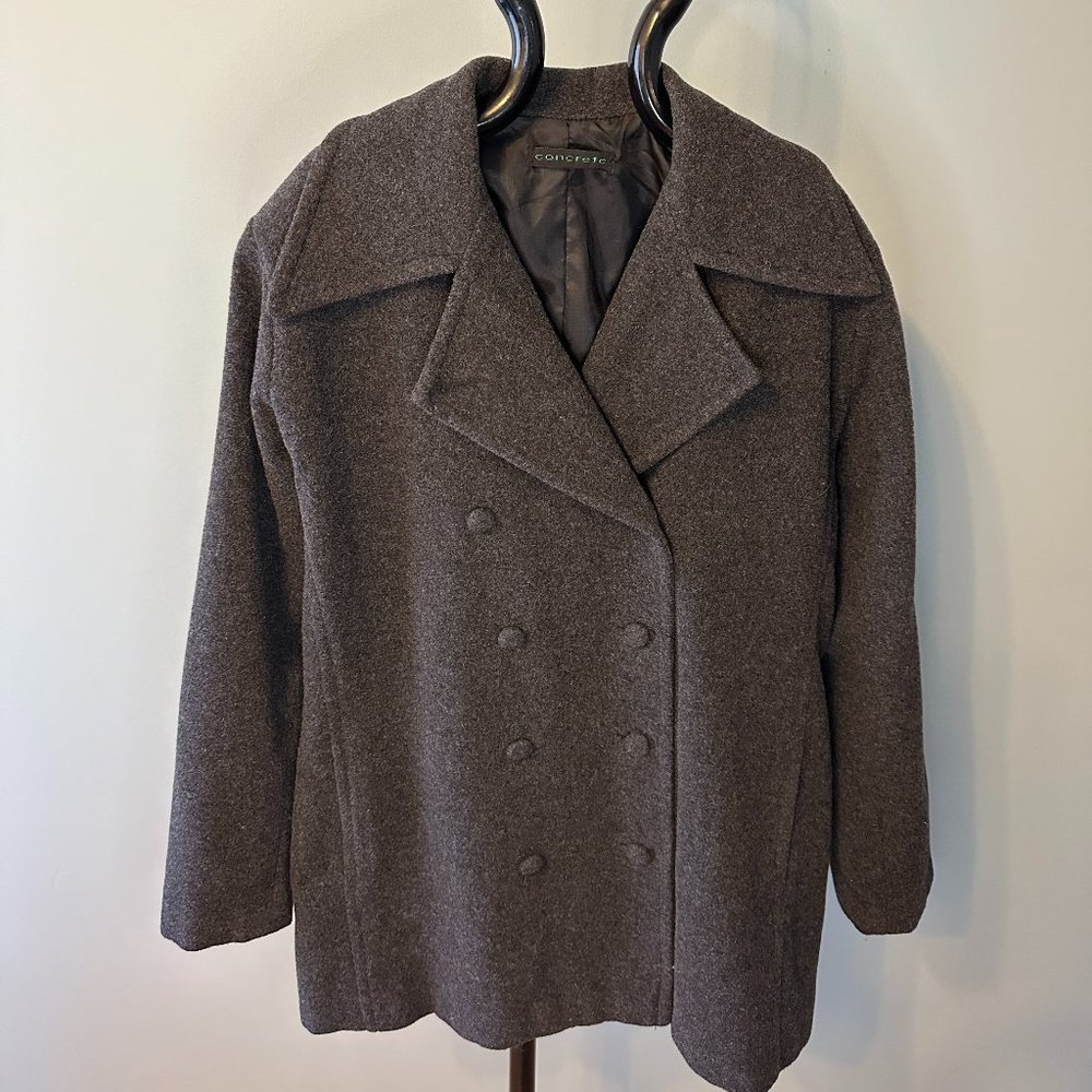 Concrete Ladies Gray Wool Double Breasted Jacket